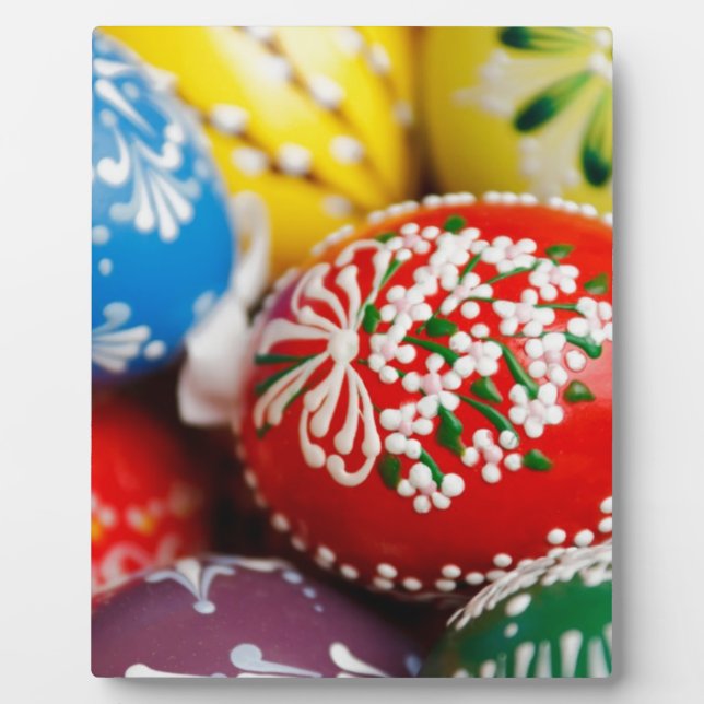 Easter Eggs Colourful Holiday Pattern Spring Art Plaque (Front)