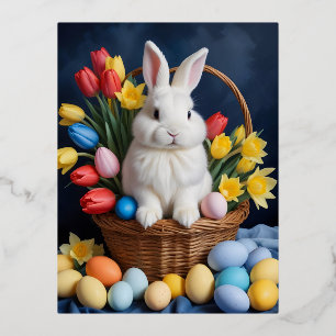 Easter Eggs Colourful Joyful Festive Season Foil Holiday Postcard
