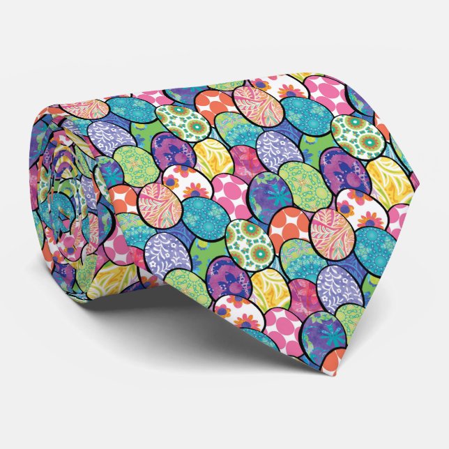 Easter Eggs Colourful Pattern Tie (Rolled)