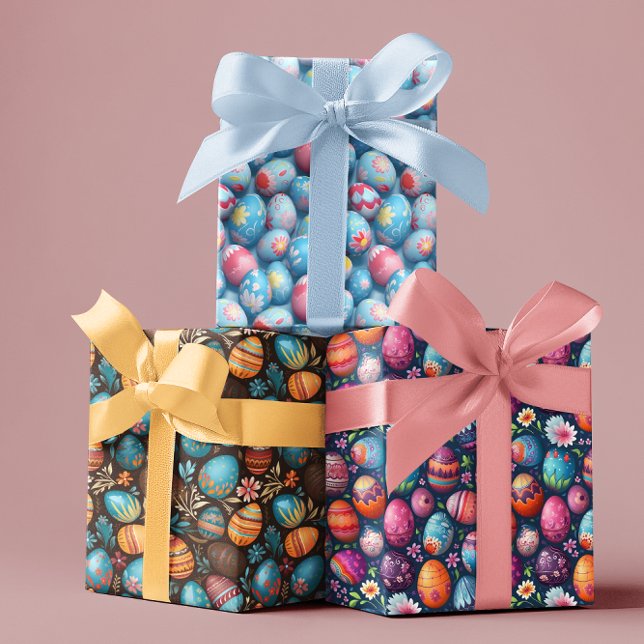 Easter Eggs Colourful Spring Wrapping Paper Sheet (Creator Uploaded)