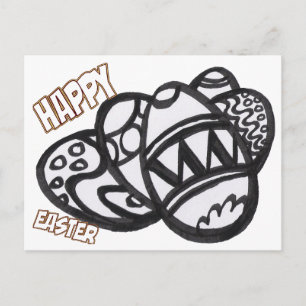 Easter Eggs, Colouring Picture Postcard