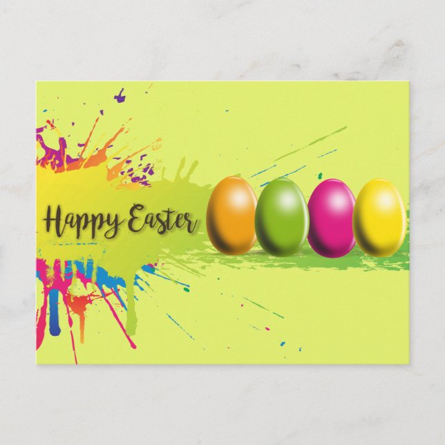 Easter Eggs Colours Splatter Holiday Postcard (Front)