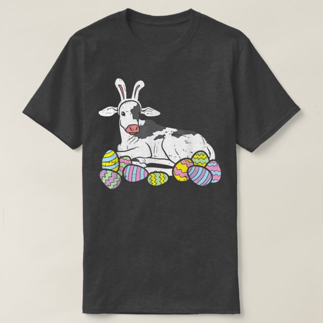 Easter eggs Cow Easter Bunny Funny Easter  T-Shirt (Design Front)