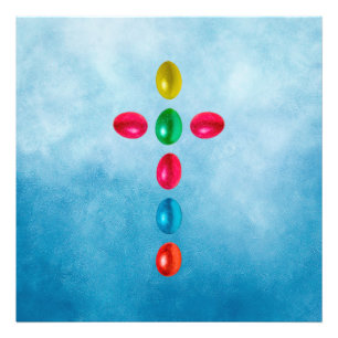 Easter eggs cross photo print