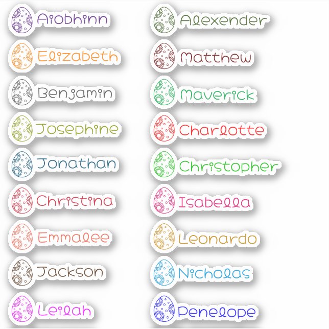 Easter Eggs Custom Multiple Names Stickers (Front)