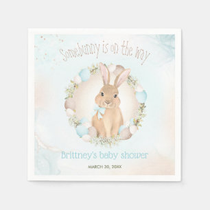 Easter Eggs Cute Bunny Spring Blue Boy Baby Shower Napkin