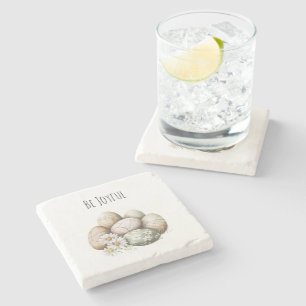 Easter Eggs Daisy Flowers  Stone Coaster