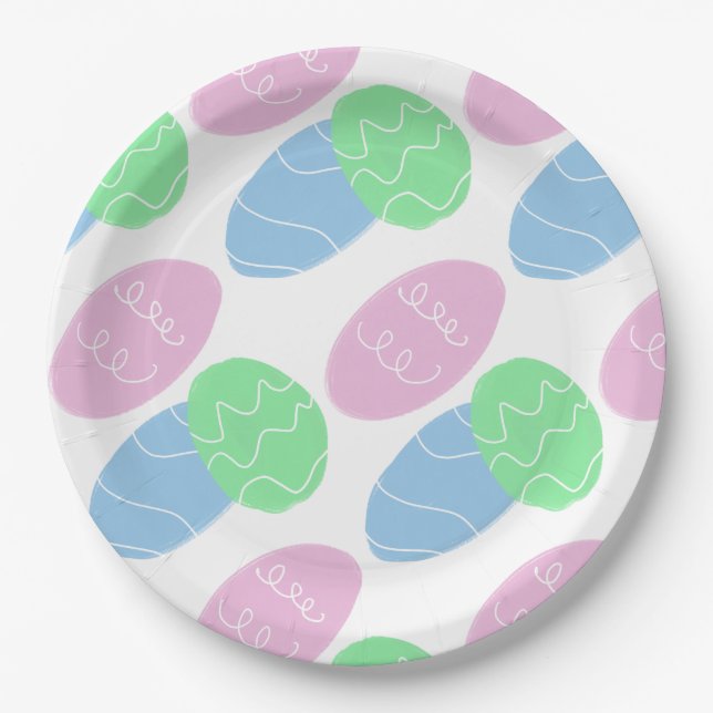 Easter Eggs Doodles  Paper Plate (Front)