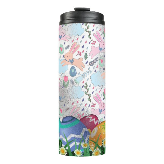 Easter Eggs Easter Bunny Daisies  Thermal Tumbler (Front)