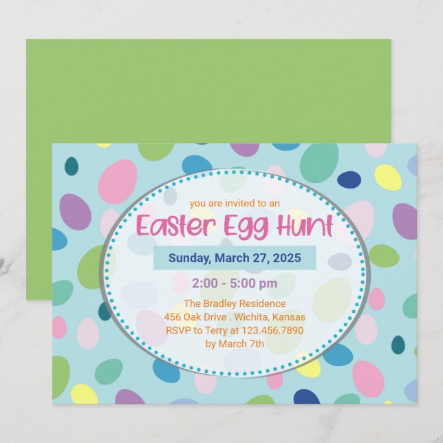 Easter Eggs - Easter Party Invitations (Front/Back)
