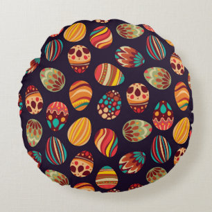 Easter eggs: festive seamless design. round cushion