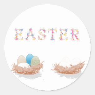 Easter eggs, flowers classic round sticker