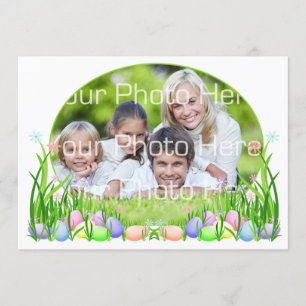 Easter Eggs, Flowers Photo Card
