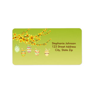 Easter Eggs, Forsythia Branch Address Label