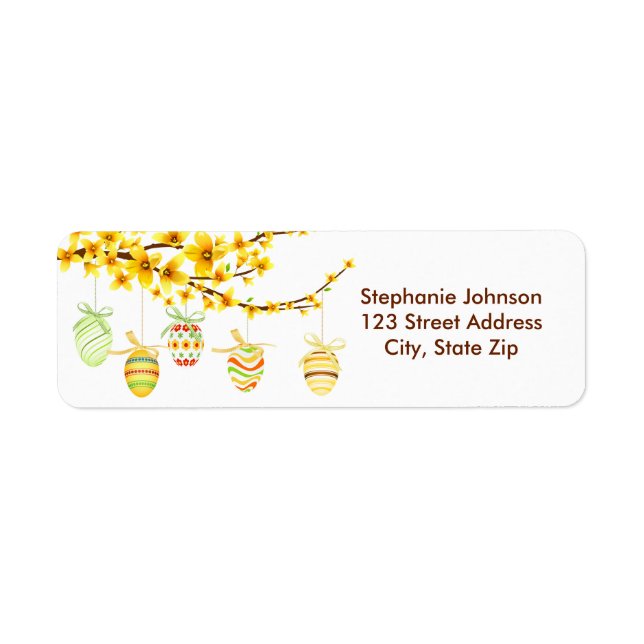 Easter Eggs, Forsythia Branch Address Label (Front)