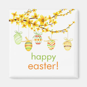 Easter Eggs, Forsythia Branch Magnet