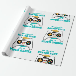 easter eggs gamer funny wrapping paper