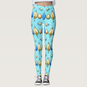 EASTER EGGS ~ Gold Blue Silver 3D ~  Leggings