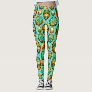EASTER EGGS ~ Gold Green 3D ~ Leggings