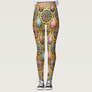 EASTER EGGS ~ Gold Pink Blue 3D ~ Leggings
