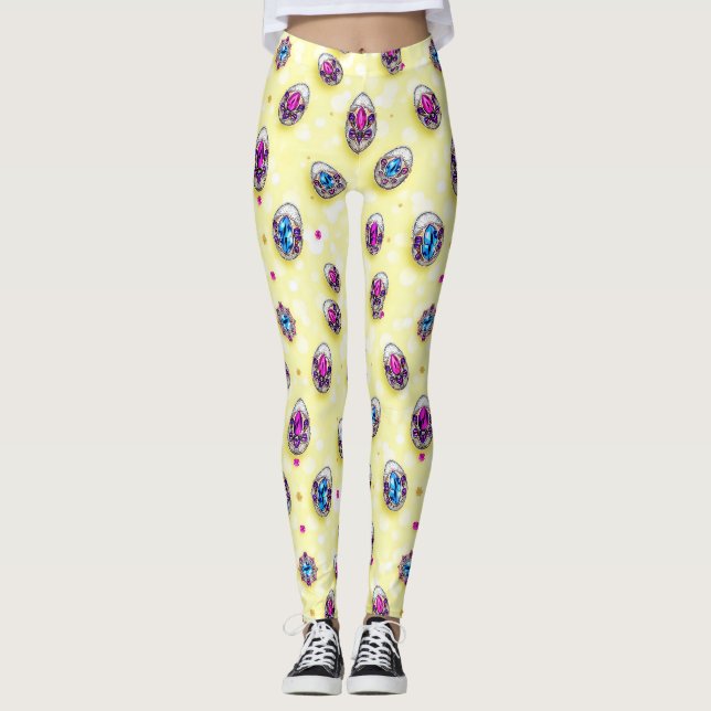 EASTER EGGS ~ Gold Ruby Sapphire 3D ~  Leggings (Front)