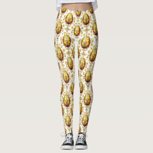 EASTER EGGS ~ Gold White 3D ~ Leggings