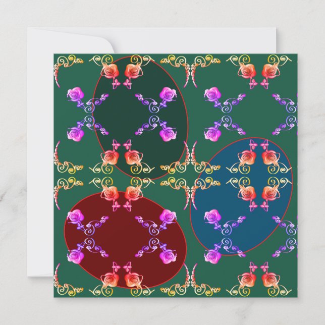 Easter Eggs Green Blank Card (Front)
