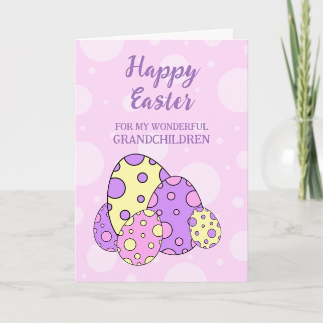 Easter Eggs Happy Easter Grandchildren Holiday Card (Front)