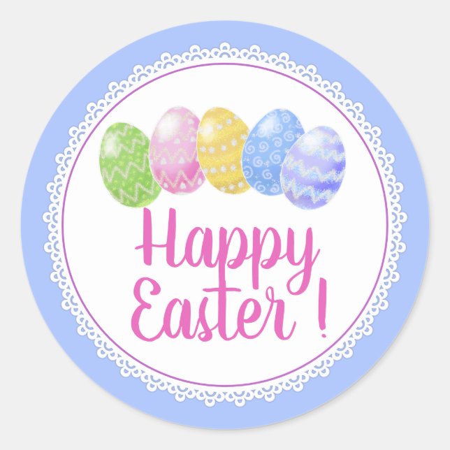 Easter eggs happy easter holiday supplies, easter classic round sticker (Front)