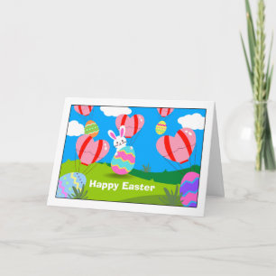 Easter Eggs Have Landed Hot Air Balloons Holiday Card