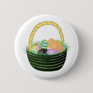 Easter Eggs in Decorative Basket 6 Cm Round Badge