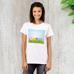 Easter Eggs In Grass Womens T-Shirt
