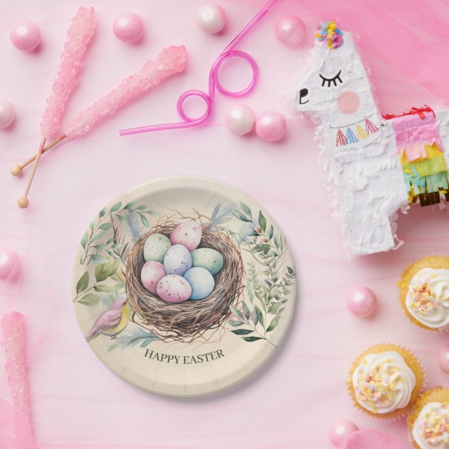 Easter Eggs in Nest Holiday Party Paper Plate (Party)