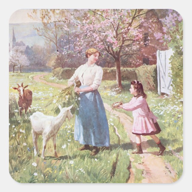 Easter Eggs in the Country, 1908 Square Sticker (Front)