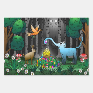 Easter Eggs in The Woods Note Card Wrapping Paper Sheet