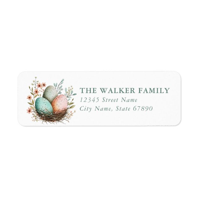 Easter Eggs Nest Return Address Labels (Front)