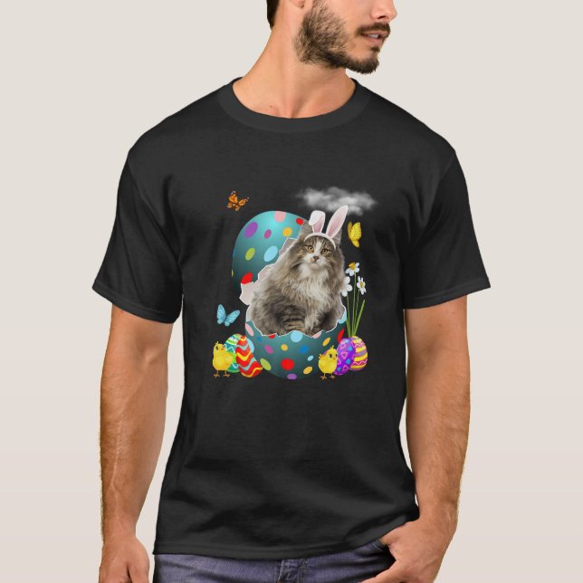 Easter Eggs Norwegian Forest Bunny Cat Gifts Cat D T-Shirt (Front)