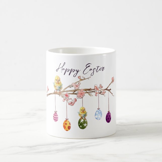 Easter Eggs on Flowering Branch Happy Easter Coffee Mug (Center)