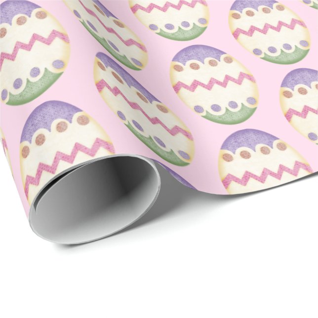 Easter eggs on pink wrapping paper (Roll Corner)