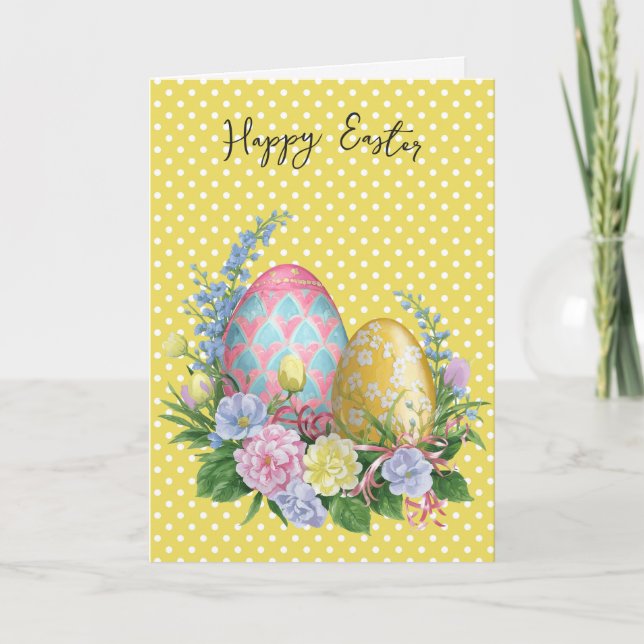 Easter Eggs On Polka Dots Card (Front)
