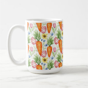 EASTER EGGS ORANGE CARROTS YELLOW FLOWERS COFFEE MUG