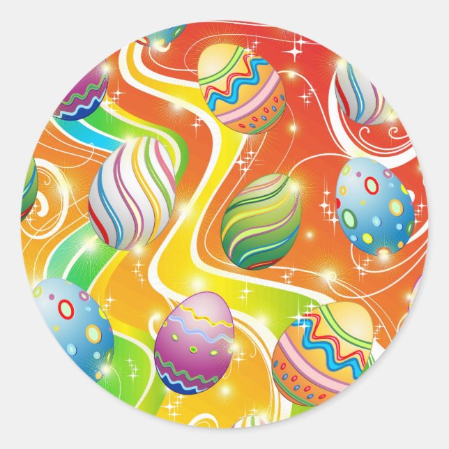 Easter Eggs Ornamental Design Classic Round Sticker (Front)