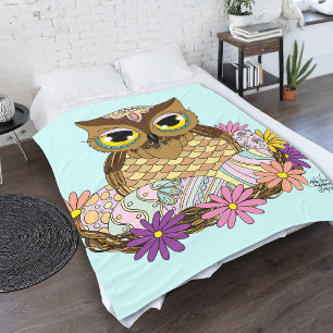 Easter Eggs Owl Nest Fleece Blanket