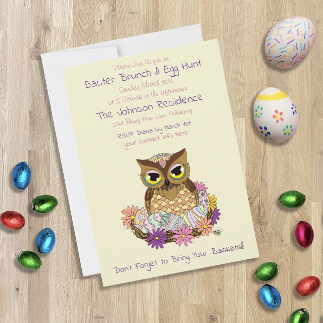 Easter Eggs Owl Nest Invitation (Creator Uploaded)