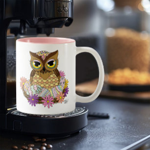 Easter Eggs Owl Nest Two-Tone Coffee Mug
