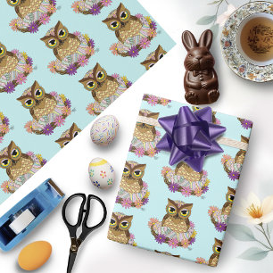 Easter Eggs Owl Nest Wrapping Paper