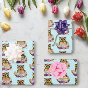 Easter Eggs Owl Nest Wrapping Paper Sheet