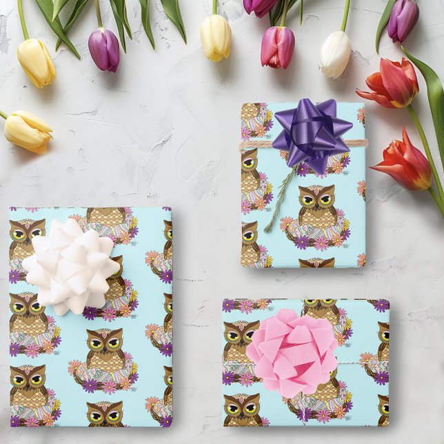 Easter Eggs Owl Nest Wrapping Paper Sheet (Creator Uploaded)