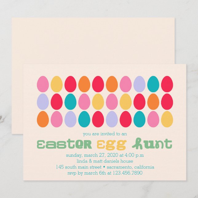 Easter Eggs Party Invitation (Front/Back)