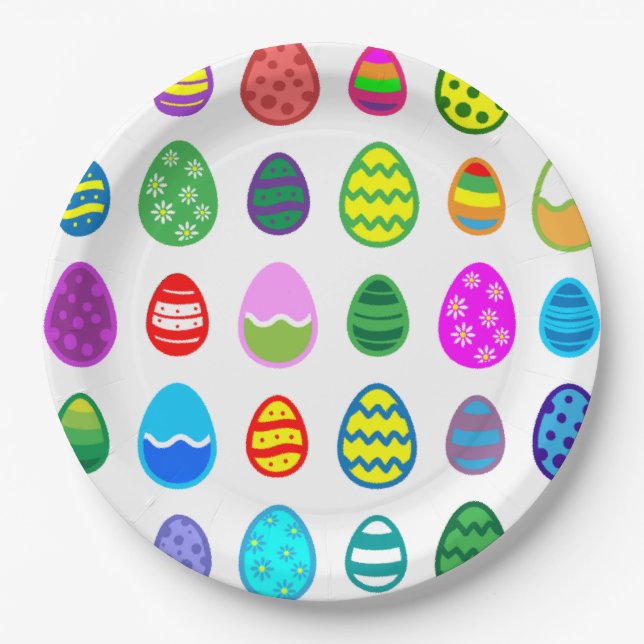 Easter Eggs Pattern Paper Plate (Front)